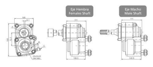 064503 REAR PNEUMATIC – MALE / FEMALE SHAFT