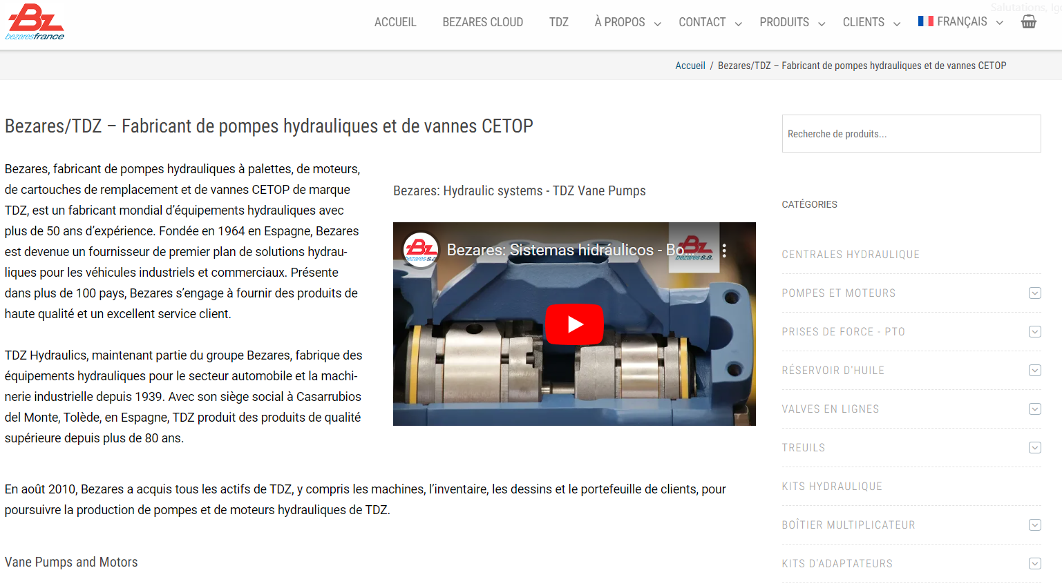 New international pages for TDZ - Bezares SA - Leading hydraulic ...